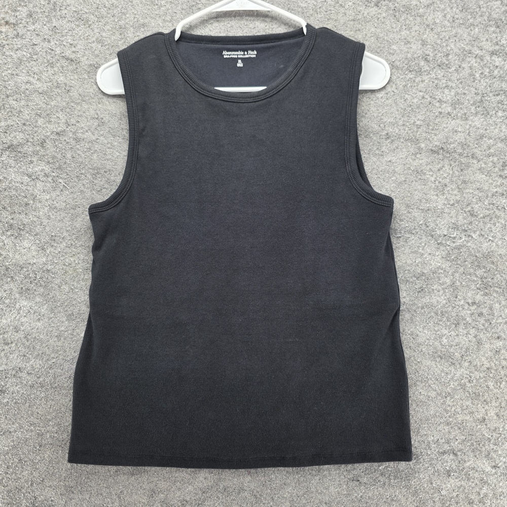 Abercrombie & Fitch Tank Womens XL Black Bra-Free Collection Ribbed Knit Stretch